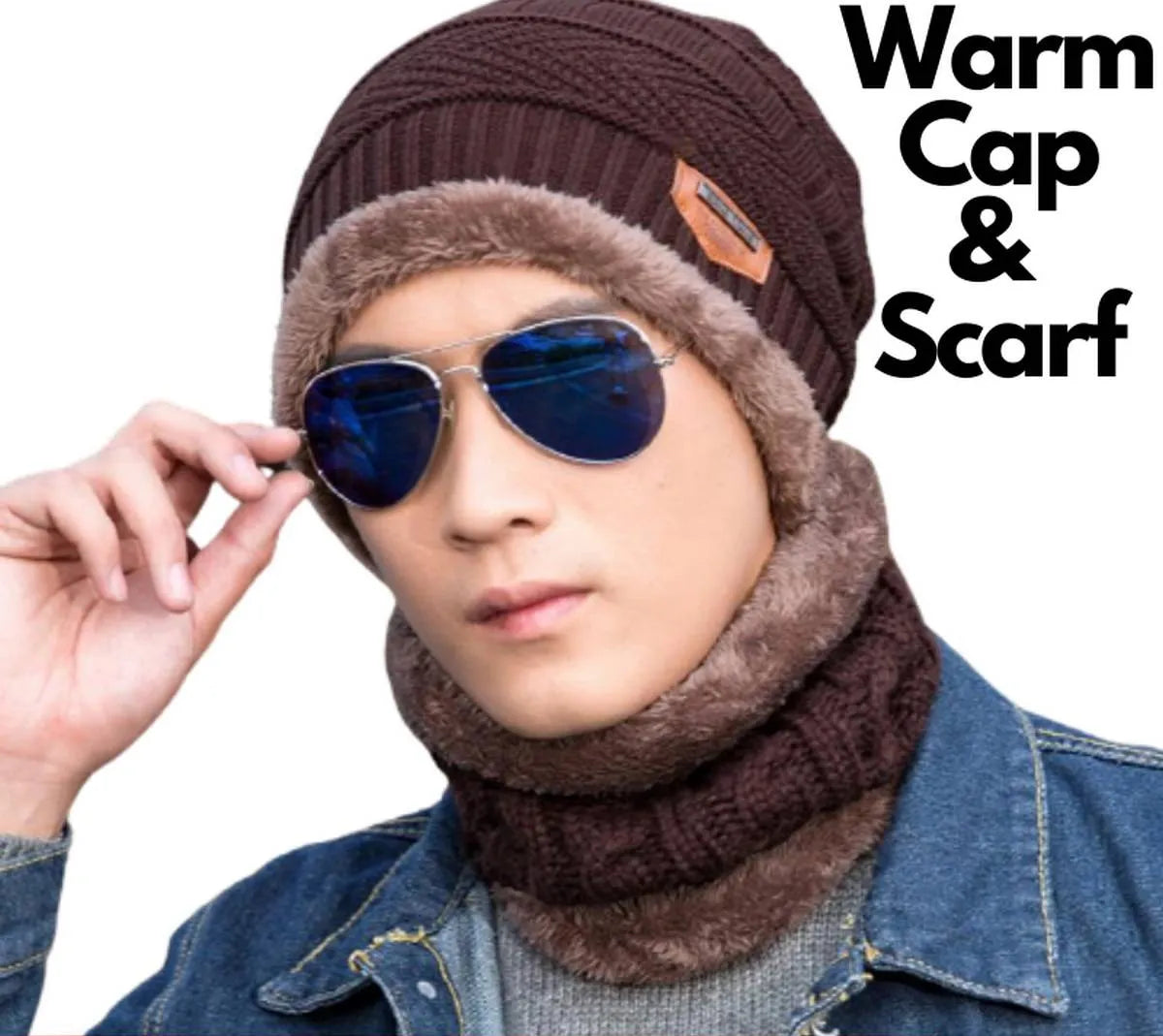 Unisex Winter Wool Beanie with Neck Warmer Set