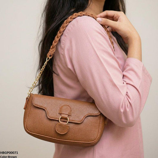 Willow Strap Jute Armpit Bag Brown