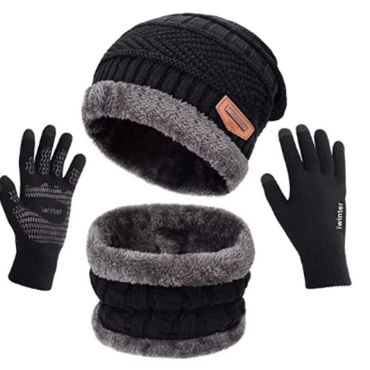 Unisex Winter Wool Beanie with Neck Warmer Set