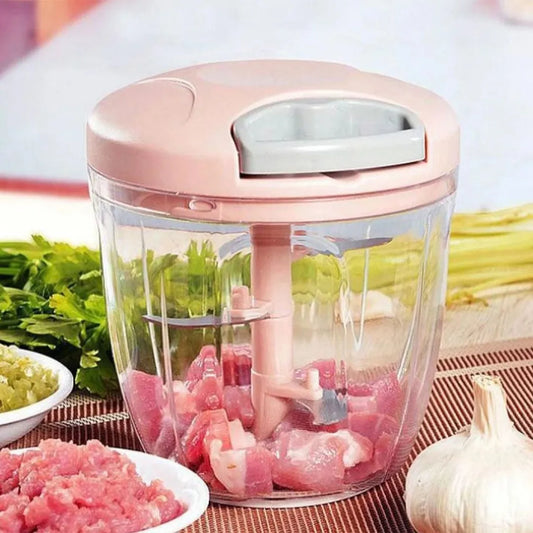 Manual Food Chopper for Effortless Vegetable Fruit and Herb Chopping | Durable and Easy to Use Kitchen Tool by Trend Emporium | Large Hand Pulled Speedy Chopper