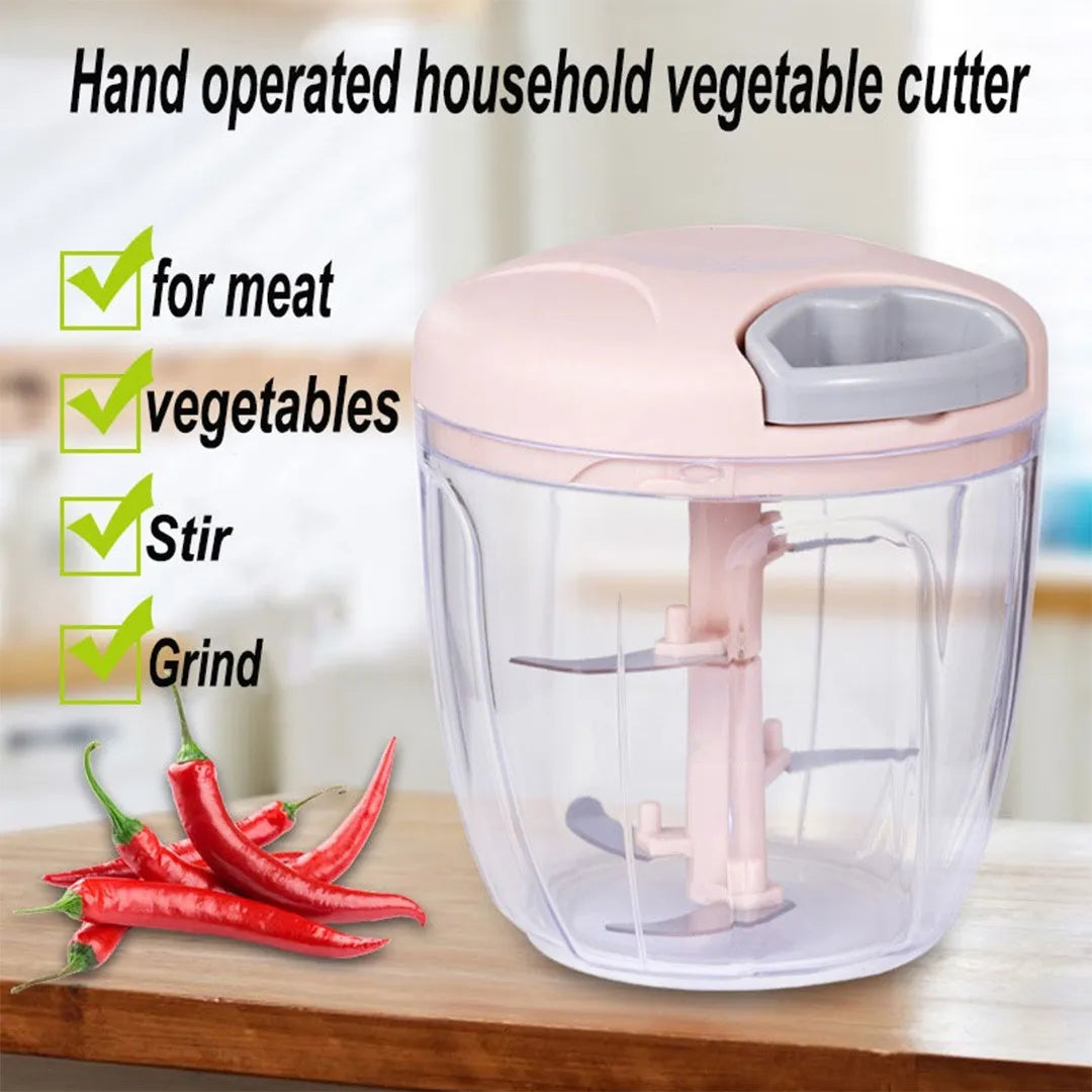 Manual Food Chopper for Effortless Vegetable Fruit and Herb Chopping | Durable and Easy to Use Kitchen Tool by Trend Emporium | Large Hand Pulled Speedy Chopper