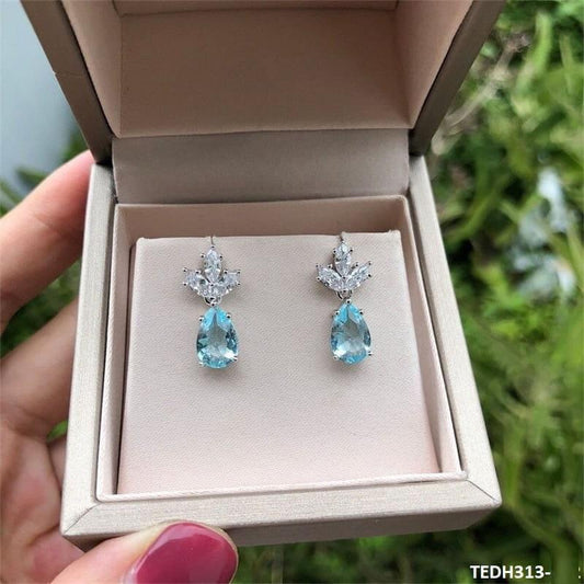 White & Aqua Pear Drop Earrings