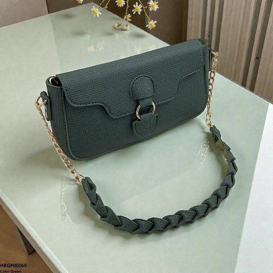 Willow Strap Jute Armpit Bag Green